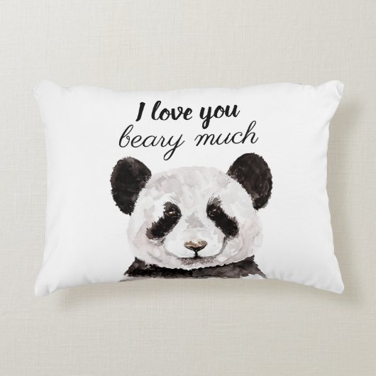 白モダン黒のパンダが大好き アクセントクッション (正面)