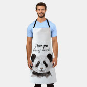 白モダン黒のパンダが大好き エプロン (着用した状態)