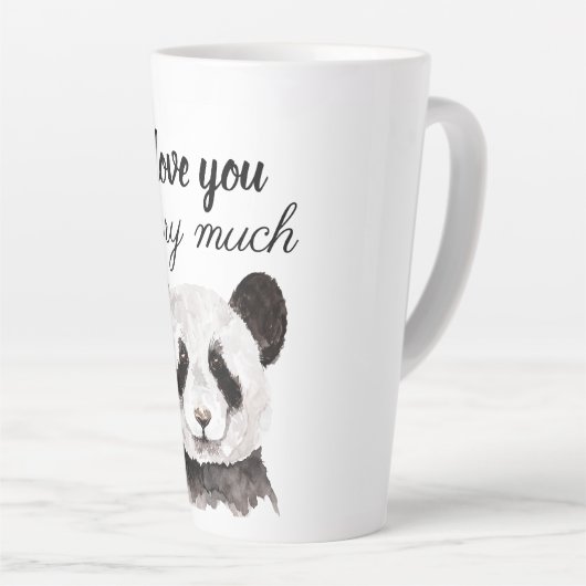 白モダン黒のパンダが大好き カフェラテマグ (右アングル)