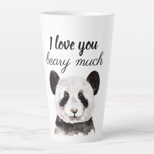 白モダン黒のパンダが大好き カフェラテマグ (正面)