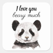 白モダン黒のパンダが大好き スクエアシール (正面)