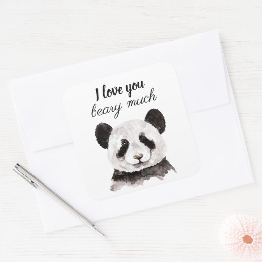 白モダン黒のパンダが大好き スクエアシール (封筒)