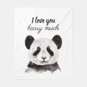 白モダン黒のパンダが大好き フリースブランケット (正面)