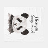 白モダン黒のパンダが大好き フリースブランケット (正面(横))