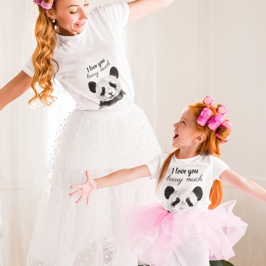 白モダン黒のパンダが大好き ベビーボディスーツ