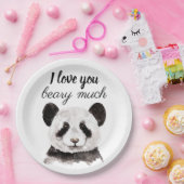 白モダン黒のパンダが大好き ペーパープレート (パーティー)