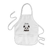 白モダン黒のパンダが大好き 子供用エプロン (正面)