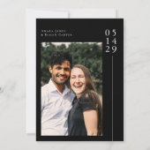 白モダン黒のミニマル写結婚真 セーブザデート (裏面)