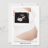 白モダン黒の写真妊娠の発表 案内状 (正面)