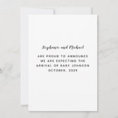 白モダン黒の写真妊娠の発表 案内状 (裏面)