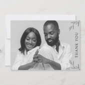 白モダン黒の写真結婚 サンキューカード (正面)