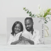 白モダン黒の写真結婚 サンキューカード (スタンド正面)