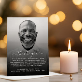 白モダン黒の写真葬儀 サンキューカード