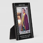白モダン黒の卒業写真 フォトプラーク (側面)