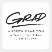 白モダン黒の卒業(破線) スクエアシール (正面)