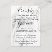 白モダン黒の大理石の眉アフターケアのアイコン 名刺 (裏面)