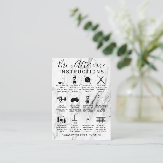 白モダン黒の大理石の眉アフターケアのアイコン 名刺 (スタンド正面)