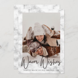 白モダン黒の大理石クリスマス夫妻 シーズンカード