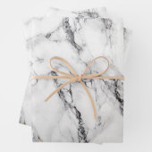 白モダン黒の大理石 ラッピングペーパーシート (インサイチュ)