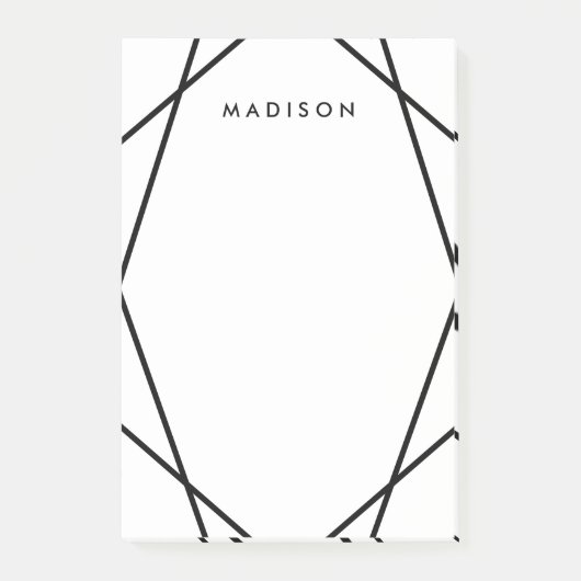 白モダン黒の幾何学模様 ポストイット (正面)