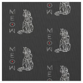 白モダン黒の幾何学的な猫型 ファブリック (クローズアップ)