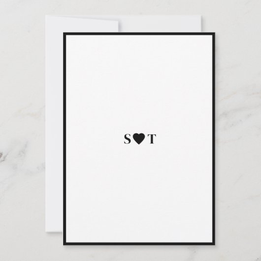 白モダン黒の愛はファンシー何もない 招待状 (裏面)