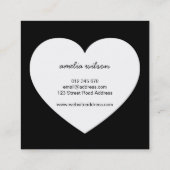 白モダン黒の手作りハート スクエア名刺 (裏面)