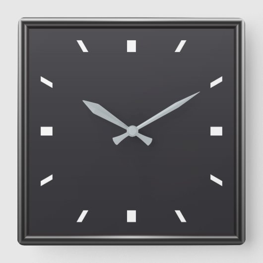 白モダン黒の方形時計 スクエア壁時計 (正面)