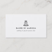 白モダン黒の結婚ケーキ 名刺 (正面)