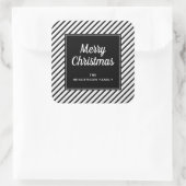 白モダン黒の聖降誕祭ストライプ騒ぎ スクエアシール (バッグ)