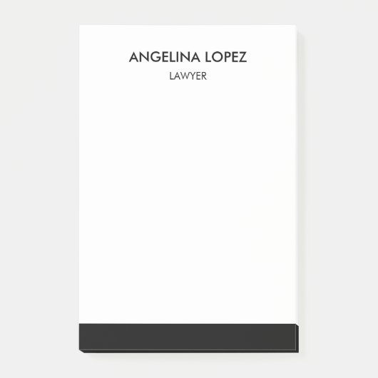 白モダン黒の職業パーソナライズされた ポストイット (正面)