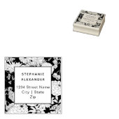 白モダン黒の花 ラバースタンプ (押印)