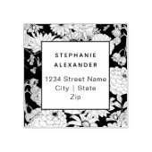 白モダン黒の花 ラバースタンプ (インプリント)