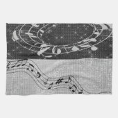 白モダン黒の音楽 キッチンタオル (横)