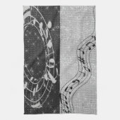 白モダン黒の音楽 キッチンタオル (縦)