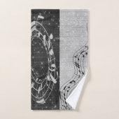 白モダン黒の音楽 バスタオルセット (ハンドタオル)