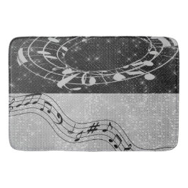 白モダン黒の音楽 バスマット