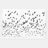 白モダン黒の鳥の結婚群 ラッピングペーパーシート (正面2)