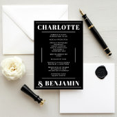 白モダン黒はっきりしたミニマル結婚式 プログラム