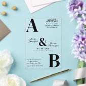 白モダン黒イスラムのミニマル結婚主義 アクリル招待状 (インサイチュ (ウェディング))