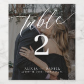 白モダン黒エレガントの表の番号(写真) ワインラベル (シングルラベル)