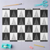 白モダン黒エレガントクリスマスツリー 薄葉紙 (クラフト)