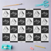 白モダン黒エレガントサンタメリークリスマス 薄葉紙 (クラフト)