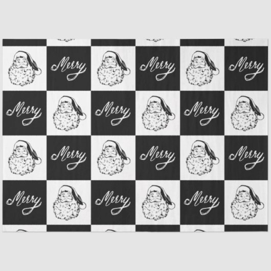 白モダン黒エレガントサンタメリークリスマス 薄葉紙 (正面)