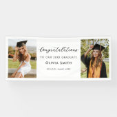 白モダン黒エレガント写真卒業 横断幕 (横)