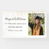 白モダン黒エレガント写真卒業 横断幕 (横)