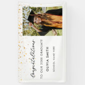 白モダン黒エレガント写真卒業 横断幕 (縦)