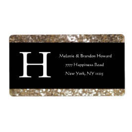 白モダン黒エレガント金ゴールドモノグラムイニシャル ラベル