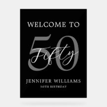 白モダン黒エレガント50誕生日