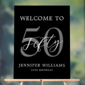 白モダン黒エレガント50誕生日 アクリルサイン (ニュートラル)